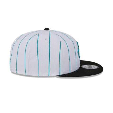 New Era 9Fifty Miami Marlins Batting Practice 2024 Adjustable Snapback Hat White Pinstripe Blue Black