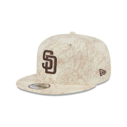 New Era 9Fifty San Diego Padres Leaf Adjustable Snapback Hat Chrome White Brown