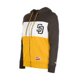 New Era San Diego Padres Color Block Womens Full Zip Hoodie Jacket Gold White Brown