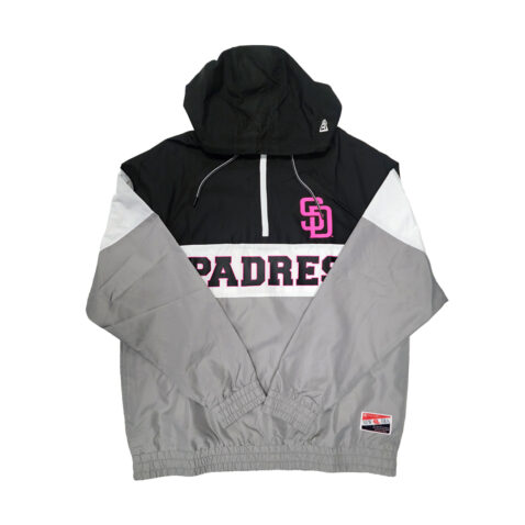 New Era San Diego Padres Quarter Zip Windbreaker Track Jacket Black Gray Pink New Era San Diego Padres Quarter Zip Windbreaker Track Jacket Black Gray Pink