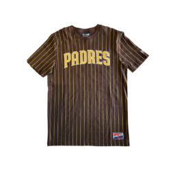 New Era San Diego Padres Throwback Short Sleeve T-Shirt Pinstripe Brown Gold