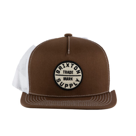 Brixton Oath MP Trucker Adjustable Snapback Hat Sepia White