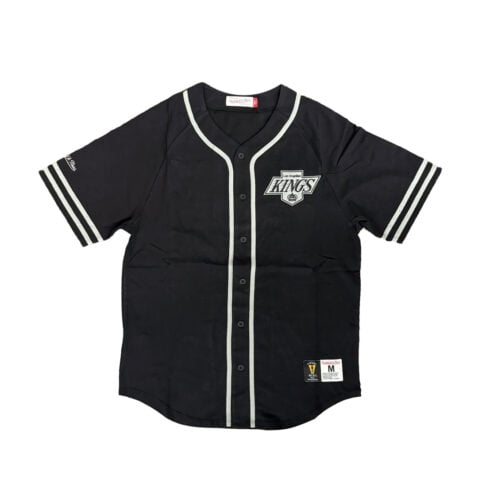 Mitchell & Ness Los Angeles Kings Vintage Logo Button Front Short Sleeve Jersey Black