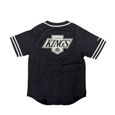 Mitchell & Ness Los Angeles Kings Vintage Logo Button Front Short Sleeve Jersey Black