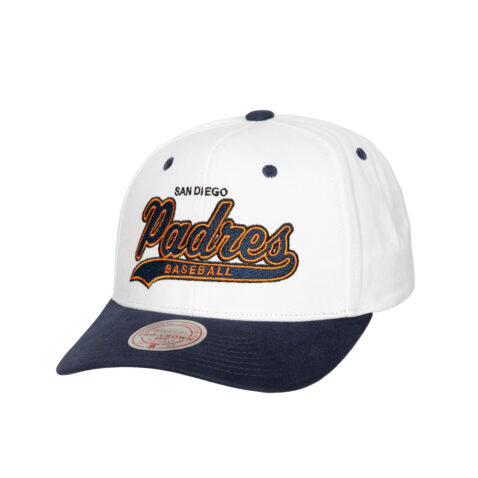 Mitchell & Ness San Diego Padres Tail Sweep Pro Adjustable Snapback Hat White Blue