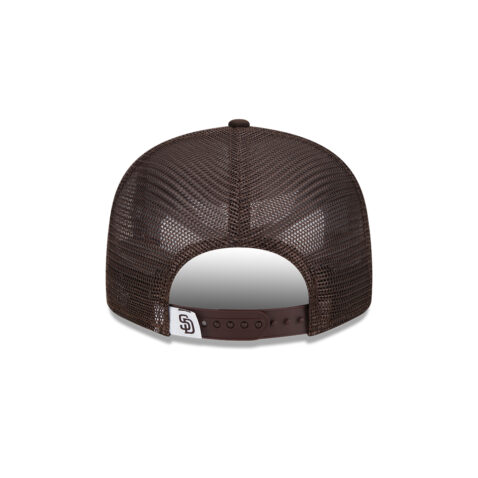 New Era 9Fifty San Diego Padres Evergreen Game Classic Mesh Trucker Adjustable Snapback Hat Burnt Wood Brown Gold - Image 5