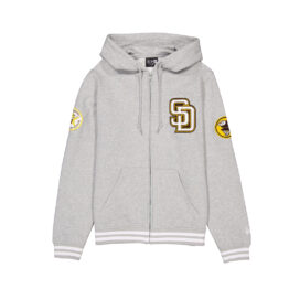 New Era San Diego Padres Logo Select Pullover Zip  Hoodie Heather Gray White