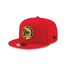 New Era 59Fifty Power Rangers Red Ranger Fitted Hat Scarlet Red Gold