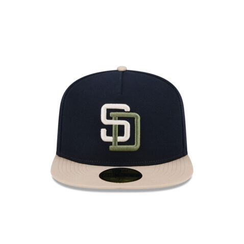 New Era 59Fifty San Diego Padres Canvas A Frame Fitted Hat Black Tan