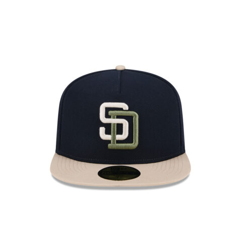 New Era 59Fifty San Diego Padres Canvas A Frame Fitted Hat Black Tan - Image 3