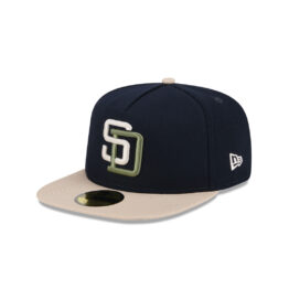 New Era 59Fifty San Diego Padres Canvas A Frame Fitted Hat Black Tan