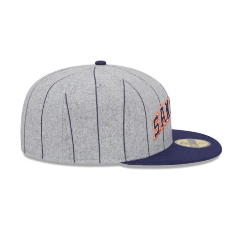 New Era 59Fifty San Diego Padres Cooperstown Heather Pinstripe Fitted Hat Gray Dark Navy