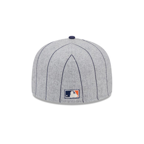 New Era 59Fifty San Diego Padres Cooperstown Heather Pinstripe Fitted Hat Gray Dark Navy - Image 5