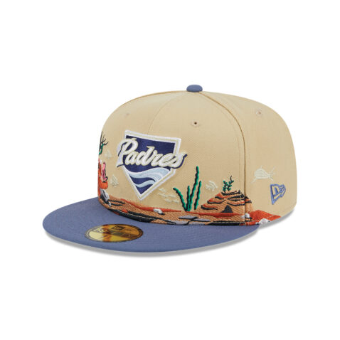 New Era 59Fifty San Diego Padres Cooperstown Team Landscape Fitted Hat Vegas Gold Gray