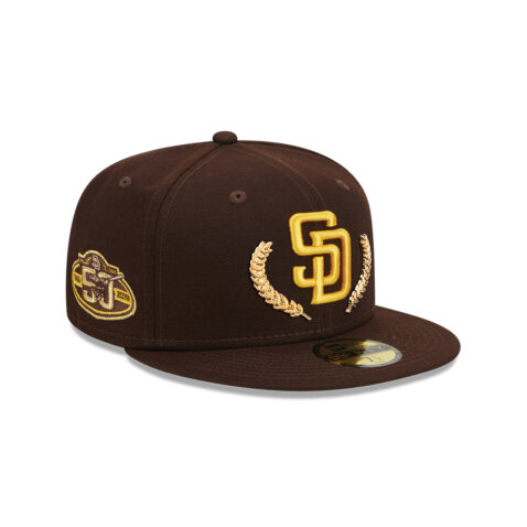 New Era 59Fifty San Diego Padres Gold Leaf Fitted Hat Burnt Wood Brown Gold - Image 4