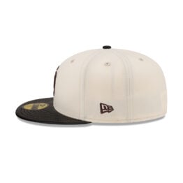 New Era 59Fifty San Diego Padres Leather Visor Fitted Hat Chrome White Black