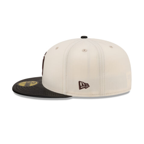New Era 59Fifty San Diego Padres Leather Visor Fitted Hat Chrome White Black New Era 59Fifty San Diego Padres Leather Visor Fitted Hat Chrome White Black