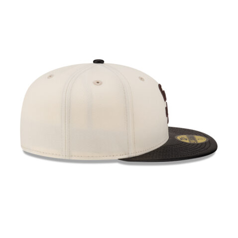 New Era 59Fifty San Diego Padres Leather Visor Fitted Hat Chrome White Black
