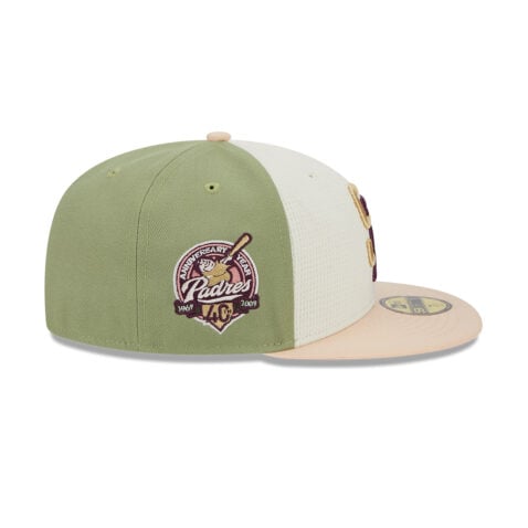 New Era 59Fifty San Diego Padres Thermal Front Fitted Hat White Green Tan - Image 5
