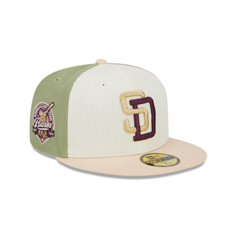 New Era 59Fifty San Diego Padres Thermal Front Fitted Hat White Green Tan