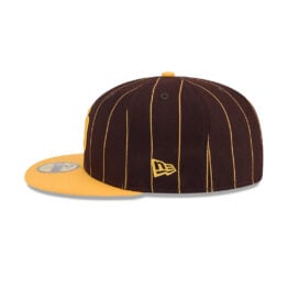 New Era 59Fifty San Diego Padres Throwback Pinstripe Fitted Hat Burnt Wood Brown Gold