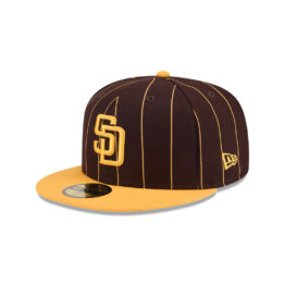 New Era 59Fifty San Diego Padres Throwback Pinstripe Fitted Hat Burnt Wood Brown Gold