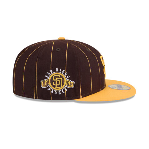 New Era 59Fifty San Diego Padres Throwback Pinstripe Fitted Hat Burnt Wood Brown Gold
