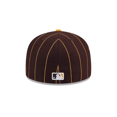 New Era 59Fifty San Diego Padres Throwback Pinstripe Fitted Hat Burnt Wood Brown Gold - Image 6