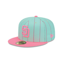 New Era 59Fifty San Diego Padres Throwback Pinstripe Fitted Hat Clear Mint Pink