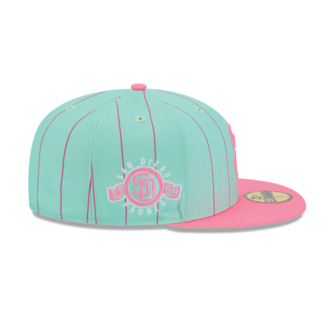 New Era 59Fifty San Diego Padres Throwback Pinstripe Fitted Hat Clear Mint Pink - Image 5
