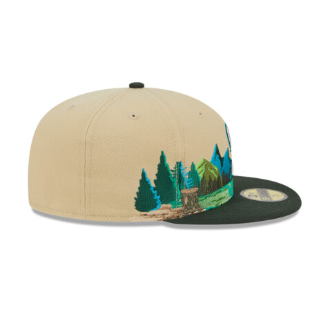 New Era 59Fifty Seattle Mariners Team Landscape Fitted Hat Vegas Gold Hunter Green