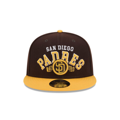 New Era 9Fifty San Diego Padres Throwback Adjustable Snapback Hat Burnt Wood Brown Gold - Image 3