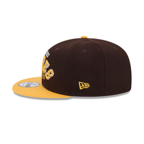 New Era 9Fifty San Diego Padres Throwback Adjustable Snapback Hat Burnt Wood Brown Gold - Image 2