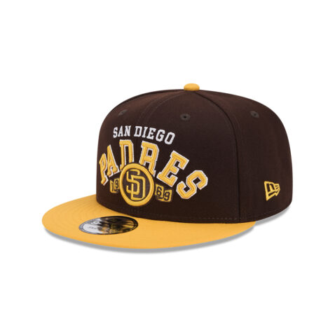 New Era 9Fifty San Diego Padres Throwback Adjustable Snapback Hat Burnt Wood Brown Gold