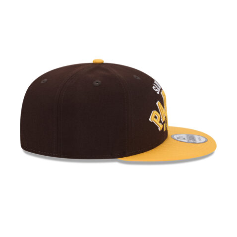 New Era 9Fifty San Diego Padres Throwback Adjustable Snapback Hat Burnt Wood Brown Gold