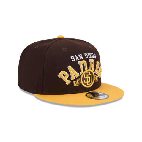 New Era 9Fifty San Diego Padres Throwback Adjustable Snapback Hat Burnt Wood Brown Gold - Image 4