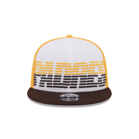 New Era 9Fifty San Diego Padres Throwback Adjustable Snapback Hat White Yellow Burnt Wood Brown