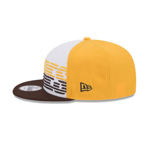 New Era 9Fifty San Diego Padres Throwback Adjustable Snapback Hat White Yellow Burnt Wood Brown - Image 2
