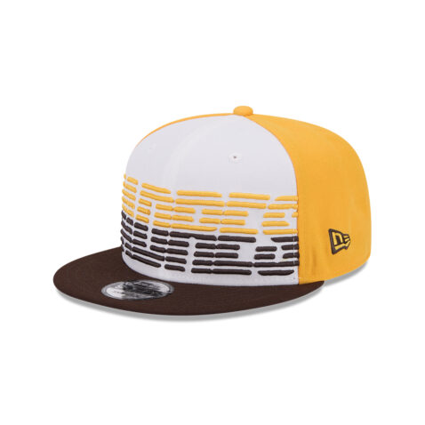 New Era 9Fifty San Diego Padres Throwback Adjustable Snapback Hat White Yellow Burnt Wood Brown