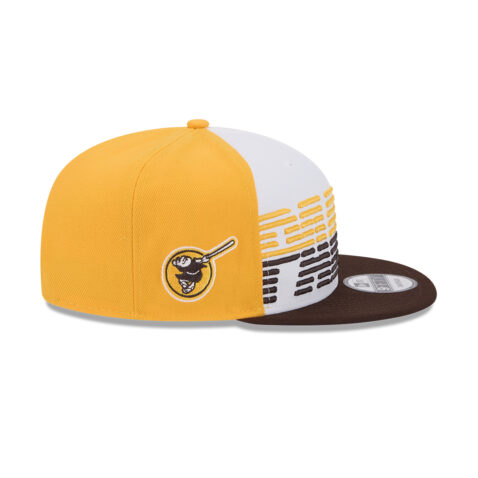 New Era 9Fifty San Diego Padres Throwback Adjustable Snapback Hat White Yellow Burnt Wood Brown