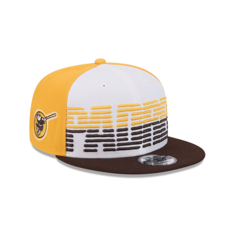 New Era 9Fifty San Diego Padres Throwback Adjustable Snapback Hat White Yellow Burnt Wood Brown