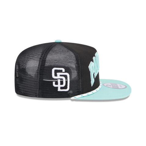 New Era Golfer San Diego Padres Throwback Adjustable Snapback Hat Black Clear Mint - Image 5