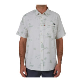 Salty Crew Seafarer Tech Woven Short Sleeve Button Down Shirt Wax White