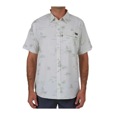 Salty Crew Seafarer Tech Woven Short Sleeve Button Down Shirt Wax White