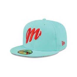 New Era 59Fifty Mexico City Diablos Rojos De Mexico Alternate 2 On Field Fitted Hat Clear Mint Scarlet Red