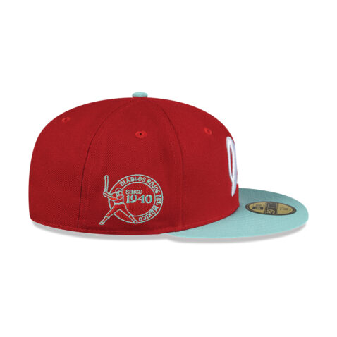 New Era 59Fifty Mexico City Diablos Rojos De Mexico FG INV M Logo On Field Fitted Hat Red Clear Mint New Era 59Fifty Mexico City Diablos Rojos De Mexico FG INV M Logo On Field Fitted Hat Red Clear Mint