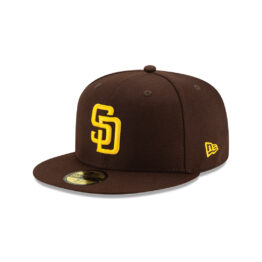 New Era 59Fifty San Diego Padres Game Petco Park 20th Anniversary Side Patch Fitted Hat Dark Brown Gold