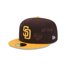 New Era 59Fifty San Diego Padres Multi Logo 24 Fitted Hat Burnt Wood Brown Gold