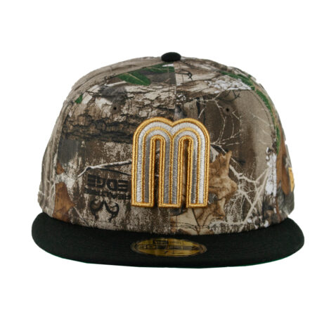 New Era 59Fifty World Baseball Classic Mexico Two Tone Fitted Hat Chrome Realtree Edge Camo Black