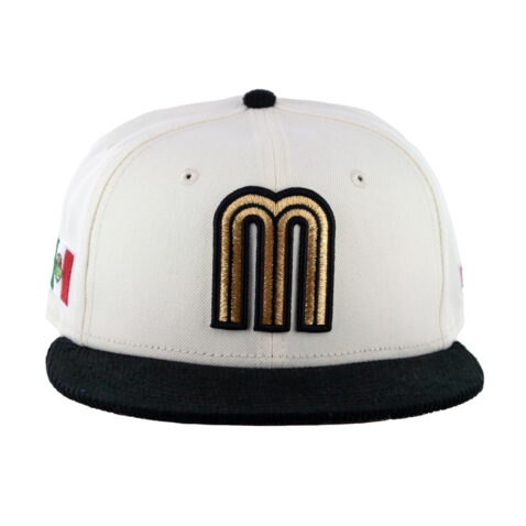 New Era 59Fifty World Baseball Classic Mexico Two Tone Fitted Hat Chrome White Metallic Gold Black - Image 3